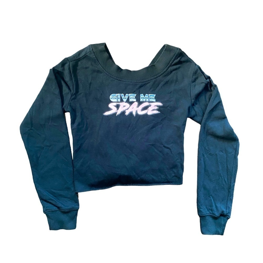 2/$15 Garage Black Sweatshirt with Lace Up Back XS
